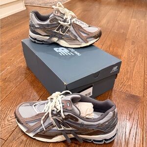 1906 New Balance gray and brown athletic sneakers